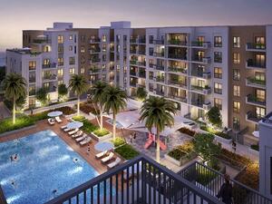 Sapphire Beach Residence features 190 units ranging from studios to three-bedroom apartments, all of which are complemented by 20 retail and F&B units, a shared community pool and gym, a pool and a playground for children. 