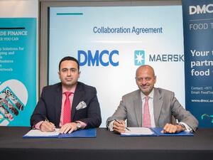 جاوتام ساشيتال، الرئيس التنفيذي لمركز دبي للسلع المتعددة وسنان أوزكان، من شركة ميرسك للتمويل التجاري، الإمارات العربية المتحدة