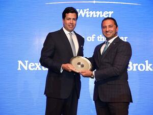 Tarun Khanna, Nexus Group CEO, accepts the award during the ceremony held in Dubai. 