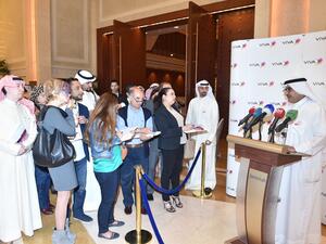 Mr. Adel Al Roumi, Chairman of the Board speaking during the press conference 