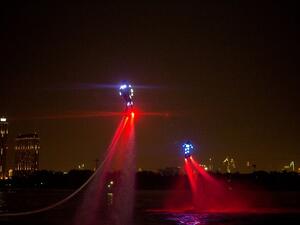 Water flyboard show on the creek in Dubai