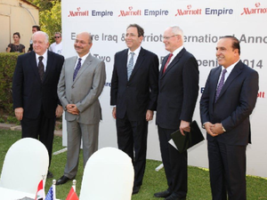 Ed Fuller, President and Managing Director, Marriott International; Barham Salih, Prime Minister of Kurdistan; Thomas Nides, Deputy Secretary of State for Management and Resources; James Jeffrey, U.S. Ambassador to Iraq; and Peshraw Agha, Chairman of the Board, Empire Iraq