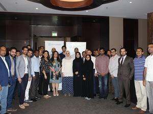 Mahesh Balasubramanian, Audit Partner at KPMG FAKHRO in Bahrain, with the workshop participants at the CFA Society Bahrain.
