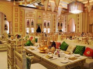 Shahrazad Tent features a luxurious white-and-gold theme paired with furniture and accessories in an Arabesque style. (The Peninsula)