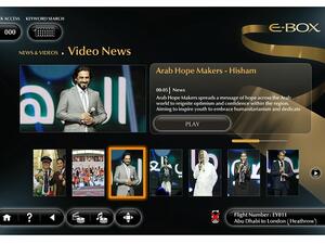 الاتحاد للطيران خصصت قناة خاصة، عبر نظام E-BOX للترفيه على متن الطائرة.