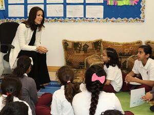 صاحبة السمو الملكي الأميرة ماري إليزابيث تتفاعل مع طلاب أكاديمية قطر خلال زيارتها إلى الدوحة