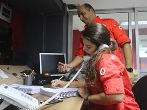 Red Cross volunteers come from all backgrounds, and because names may give away a person’s religious affiliation, team members instead use nicknames based on a character trait or story. (The Daily Star/ Hasan Chaaban)
