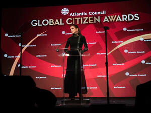 خلال تسلم جائزة المواطن العالمي لرئيس الوزراء جاستن ترودو