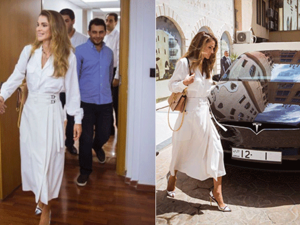 الملكة رانيا بإطلالة بيضاء صيفية