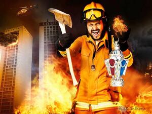 Galal's promotional poster for his prank show "Ramez Plays with Fire." (File photo)
