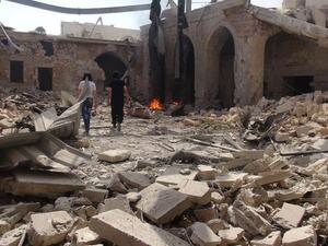 Al-Salheen Mosque after an air strike. (Photo: Halab Today TV July 26)