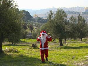 Santa Claus pays an overdue visit to Jerusalem, but is faced with a challenge. (Facebook)