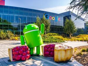 Android Pie sculpture located at at the entrance to Googleplex in Silicon Valley. (Shutterstock)