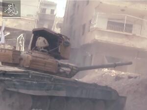 الدبابة التي اقتحم بها فيلق الرحمن تحصينات نظام الأسد في حي جوبر - يوتيوب