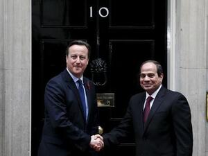 الرئيس المصري عبد الفتاح السيسي  مع رئيس الوزراء البريطاني ديفيد كاميرون في لندن