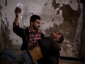 Syrian regime airstrikes targeting Douma in Eastern Ghouta killed more than 100 and wounded hundreds more. (AFP/File)