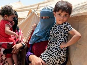 نازحون من الفلوجة في مخيم في عامرية الفلوجة

