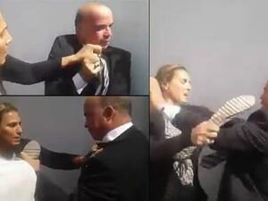 الموظّفة أمسكت بتلابيب المسؤول وصفعته