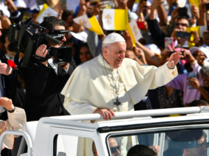 Pope Francis, who has made outreach to Muslim communities a cornerstone of his papacy, leads mass for some 170,000 of the estimated one million Catholics in the United Arab Emirates during a historic visit to the Gulf | AFP, Vincenzo PINTO