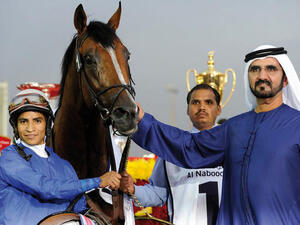 Sheikh Mohammed at the horse races (Image source: alshindagah.com)