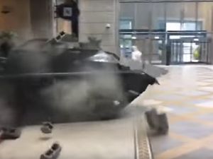 The tank was also seen driving along Shaikh Mohammad bin Rashid Boulevard. (Youtube)
