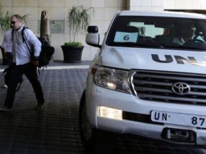 وصول مفتشي الامم المتحدة للاسلحة الكيميائية الى دمشق
