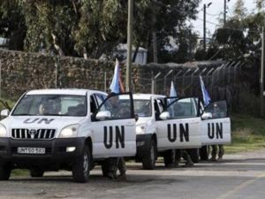 بعض قوات حفظ السلام الدولية عند معبر القنيطرة بين اسرائيل وسوريا في مرتفعات الجولان التي تحتلها اسرائيل
