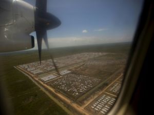 صورة جوية لمعسكر الامم المتحدة خارج مدينة بنتيو
