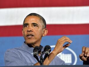 US President Barack Obama on August 22, 2013 in Syracuse, New York.  AFP Photo/Jewel Samad