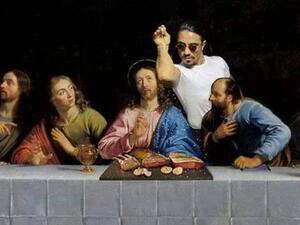 The Last Supper that had Salt Bae seasoning Jesus's food (Twitter)