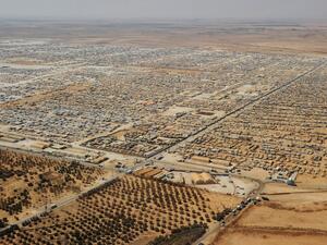 An aerial view of Zaatari shows how large the Syrian refugee camp, located in northern Jordan, has grown since its opening in July 2012.  (AFP/Mandel Ngan)