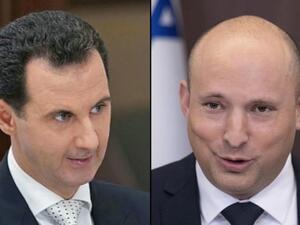 بشار الأسد (يسار) ورئيس الوزراء الاسرائيلي نفتالي بينيت