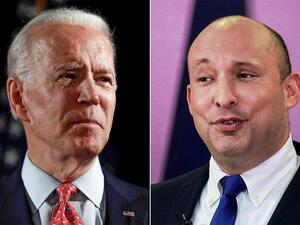 الرئيس الاميركي جو بايدن (يسار) ورئيس الوزراء الاسرائيلي نفتالي بينيت