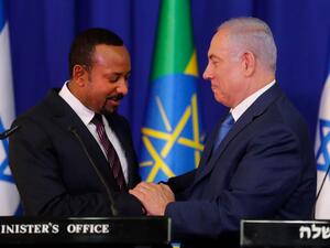 رئيس الوزراء الاسرائيلي السابق بنيامين نتنياهو ونظيره الاثيوبي ابي احمد