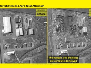 صورة ملتقطة من الاقمار الصناعية تظهر الدمار الذي خلفته الضربة الاسرائيلية بسوريا