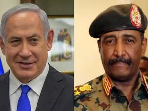رئيس المجلس السيادي السوداني عبد الفتاح البرهان (يمين) ورئيس الوزراء الاسرائيلي بنيامين نتنياهو