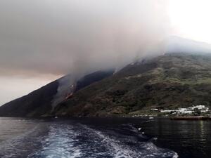 The Stromboli volcano is pictured in eruption on July 3, 2019 on the Stromboli island, north of Sicily. A volcano on the Italian island of Stromboli erupted dramatically on July 3, reportedly killing a hiker and sending tourists fleeing, but firefighters could not immediately confirm any casualties.  Giovanni ISOLINO / AFP