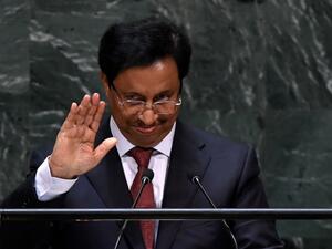 Prime Minister of Kuwait Sheikh Jaber Al-Mubarak Al-Hamad Al-Sabah speaks during the 74th Session of the General Assembly at the United Nations headquarters on September 25, 2019 in New York. Johannes EISELE / AFP