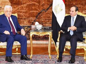 Palestinian President Mahmoud Abbas arrived in Cairo yesterday for an official visit to meet with President Abdel Fattah El-Sisi (Twitter)