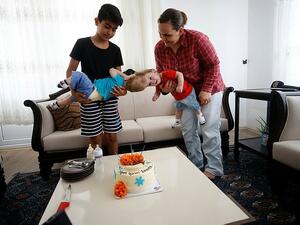 First birthday of their conjoined twins, Derman and Yiğit, in the Mediterranean province of Antalya (Twitter)