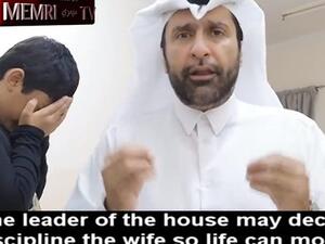  Abd Al-Aziz Al-Khazraj demonstrating how to "punish" a woman in accordance with ISLAMIC LAW (Twitter)