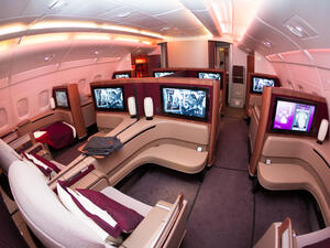 Qatar Airways Airbus A380 first class luxury seats (Shutterstock)	