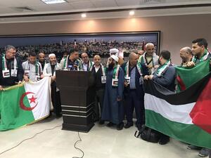 الوفود المشاركة في القافلة، غالبيتهم يمثلون مؤسسات وجمعيات خيرية داعمة للشعب الفلسطيني