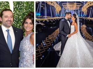 رئيس الوزراء اللبناني سعد الحريري مع العروسين  رئيس الوزراء اللبناني سعد الحريري مع العروسين