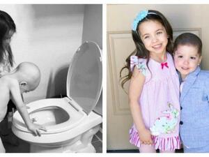 أوبري مع شقيقها بيكيت