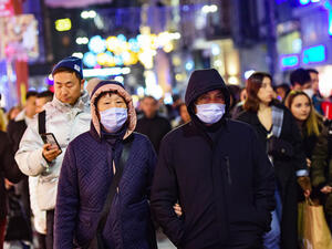 Asian tourists in Istanbul wear face masks /AFP