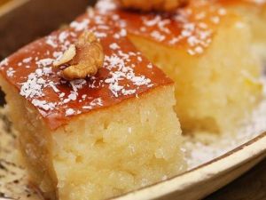 طريقة عمل البسبوسة بالسميد وجوز الهند