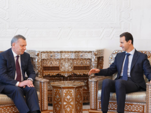  الرئيس السوري بشار الأسد، اليوم، مع نائب رئيس الوزراء الروسي يوري بوريسوف