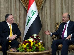  الرئيس العراقي عادل عبد المهدي ووزير الخارجية الأمريكي، مايك بومبيو 