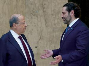 الرئيس ميشال عون  ورئيس الوزراء المستقيل سعد الحريري